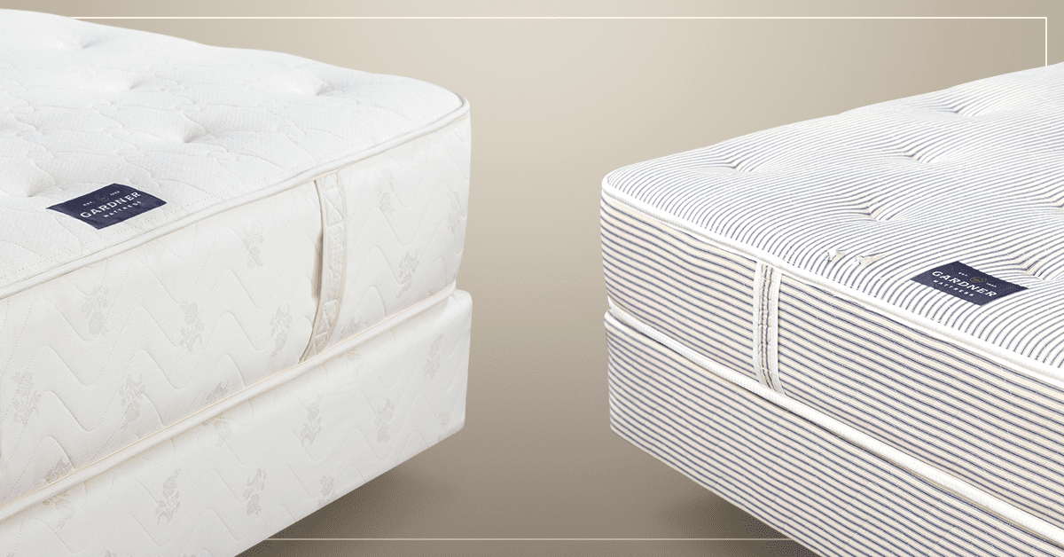 Two Gardner mattresses side by side showing Natural Sleep and Traditional Collection designs
